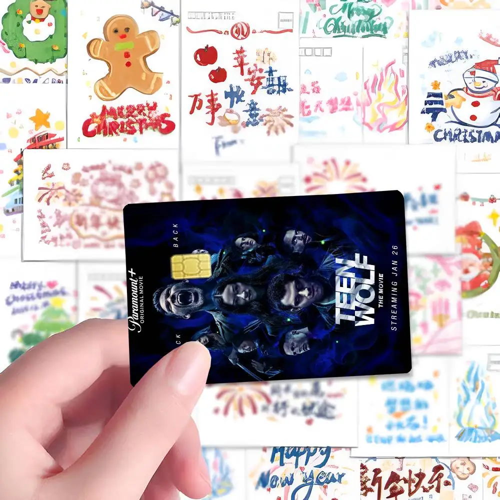 Teen Wolf Anime تنفق أو حفظ غلاف مضحك على إيقاف رفيع للغاية ولا يبهت ملصق غطاء جلدي لبطاقة الائتمان الخصمية