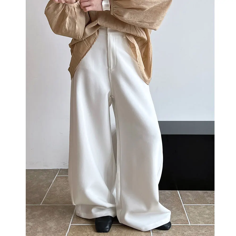 

Новинка 2023 года, женские осенние прямые широкие брюки с высокой талией, модные белые длинные брюки, женская одежда, брюки