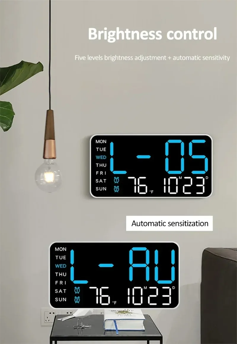 

Extra Large LED Digital Wall Clock with Date And Temperature Timer - Perfect Gift for Seniors for Living Room Bedroom