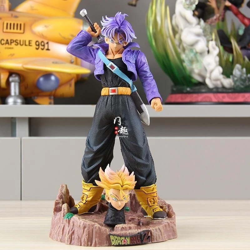 

Dragon Ball Anime Peripheral MRC Tranx Double Headed Sculpture GK Handmade Future Warrior Super Saiyan Model Desktop Ornament