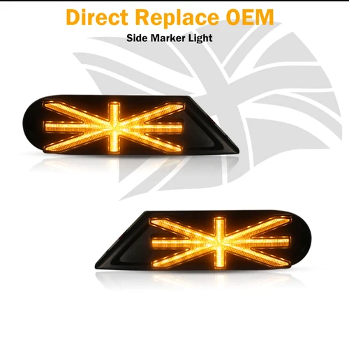 Imagen 2 del producto IJDM conjunto de luz de marcador lateral para MINI Cooper R55, R56, R57, R58, R59, intermitente secuencial dinámico LED ámbar