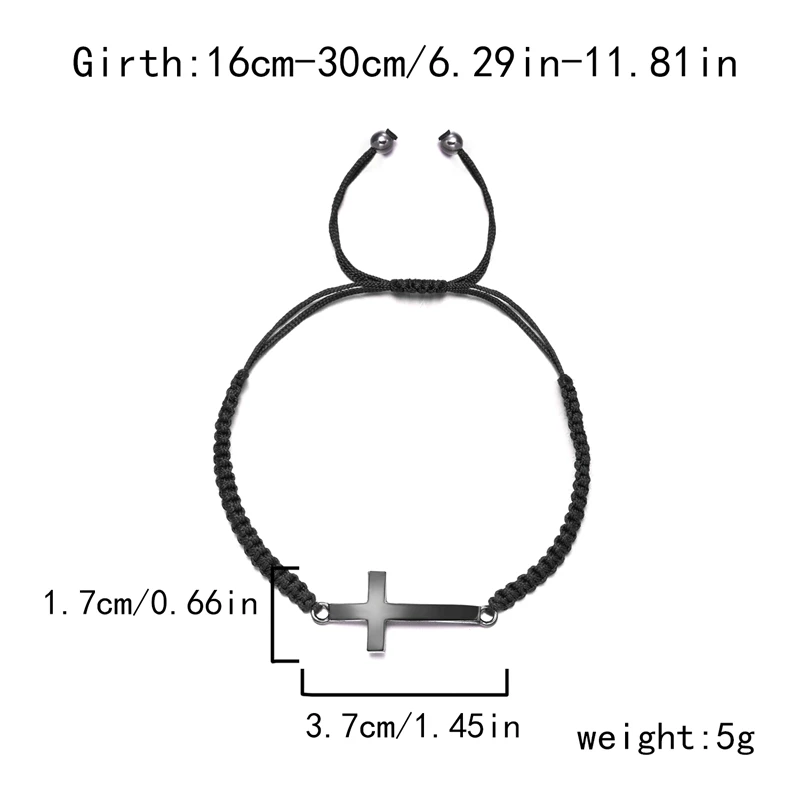 Hip Hop Edelstahl Kreuz geflochtenes Armband für Frauen Männer rot schwarz einfaches Paar verstellbare Handgelenk Armreif Christian Souvenir – Detail 26