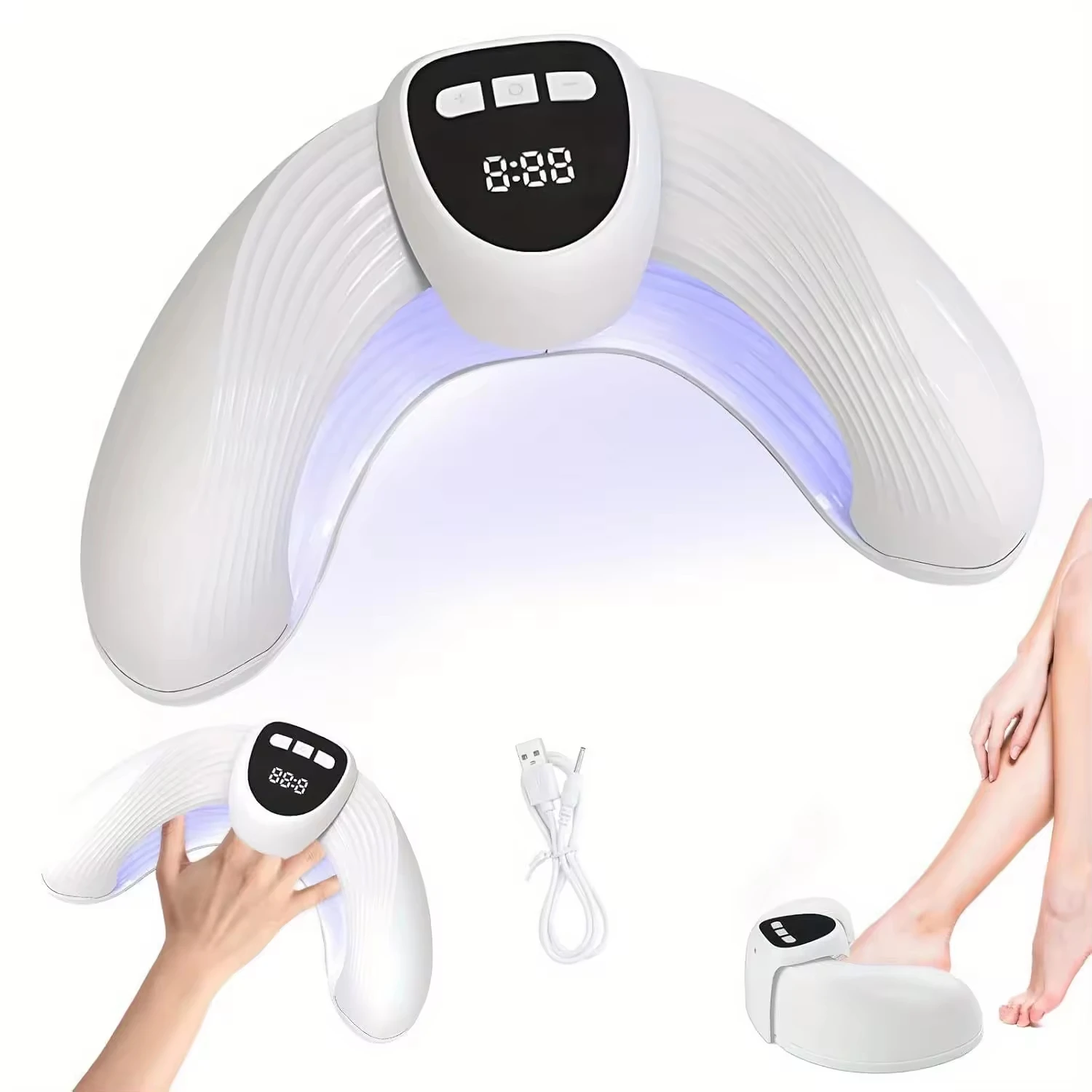 

Nail Fungus Laser Device with Time Display Blue Light 18*470nm+Red Light 4*930nm Nail Fungus Treatment for Multiple Fingernails