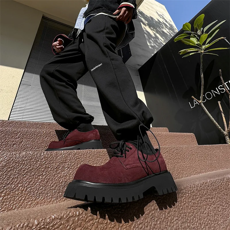 

Мужская обувь дерби в стиле ретро, рабочие ботинки на массивной платформе, винтажные ботильоны на шнуровке, удобная классическая стильная повседневная обувь с низким берцем