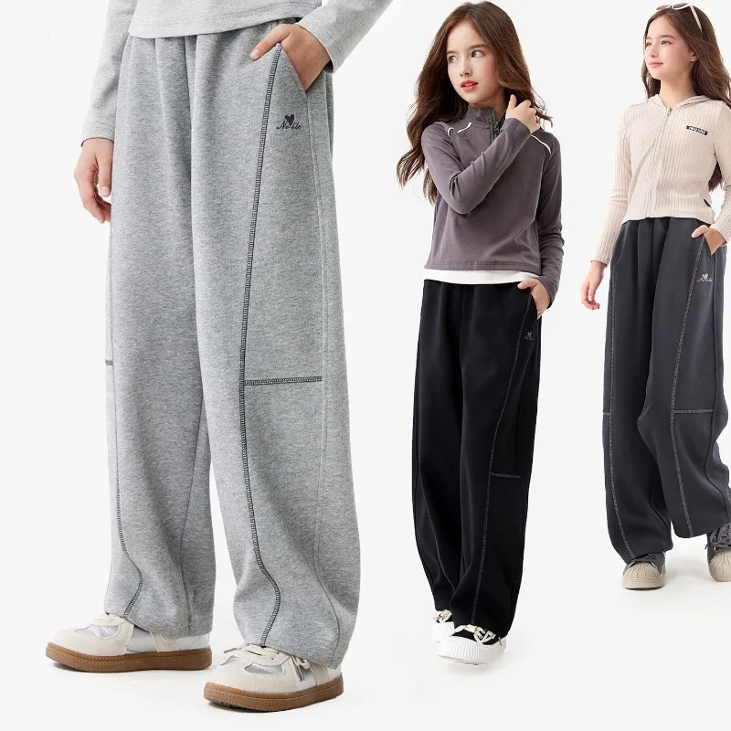 UNITIM 2026 Herbst 4-16 Jahre Mädchen Sporthose Lose Kinder Mädchen Gerade Hose Elastischer Bund Junge Teenager Mädchen Jogginghose – Detail 1
