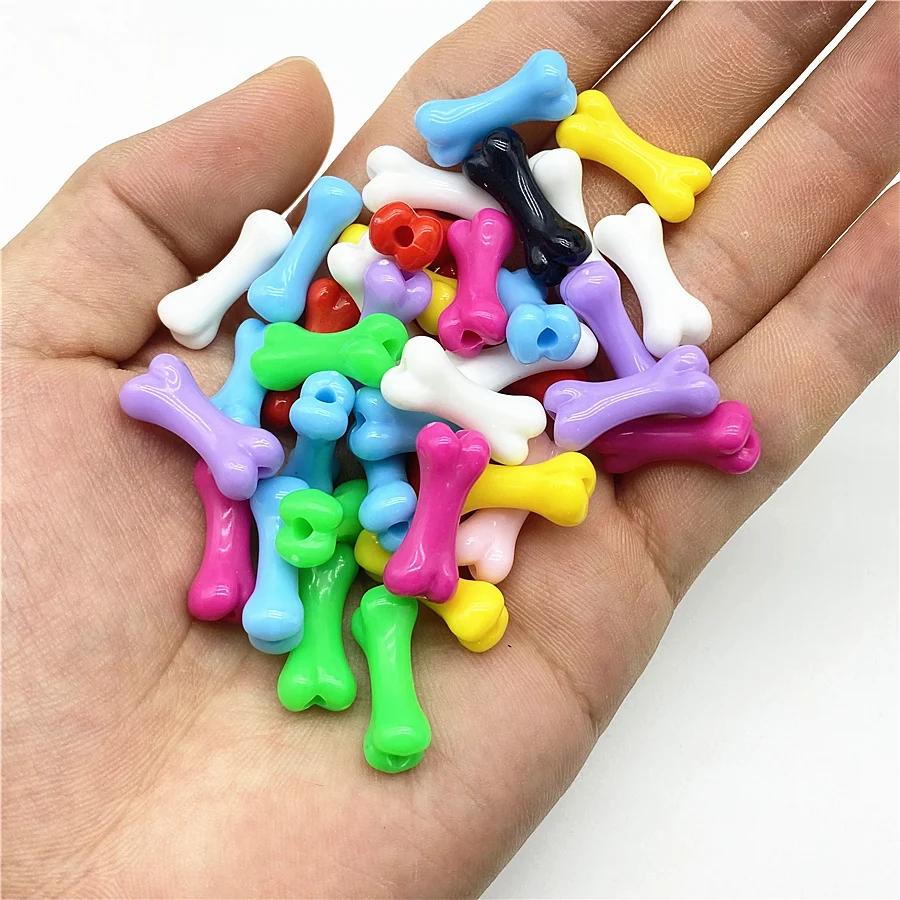 20pcs 9x20mm Bone Shaped Colored Acrylic Beads for Necklaces Bracelets Earrings Pendants DIY Jewelry Making