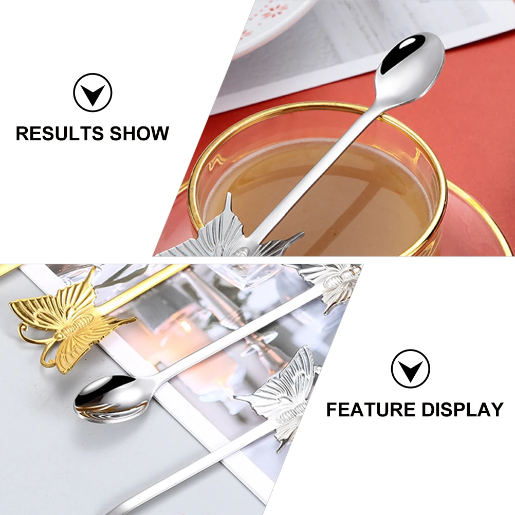 

4pcs Creative Handle Stainless Scoop Steel Salad Dessert Scoop Dessert Spoon Coffee Salad Spoon Stirrer Teaspoon