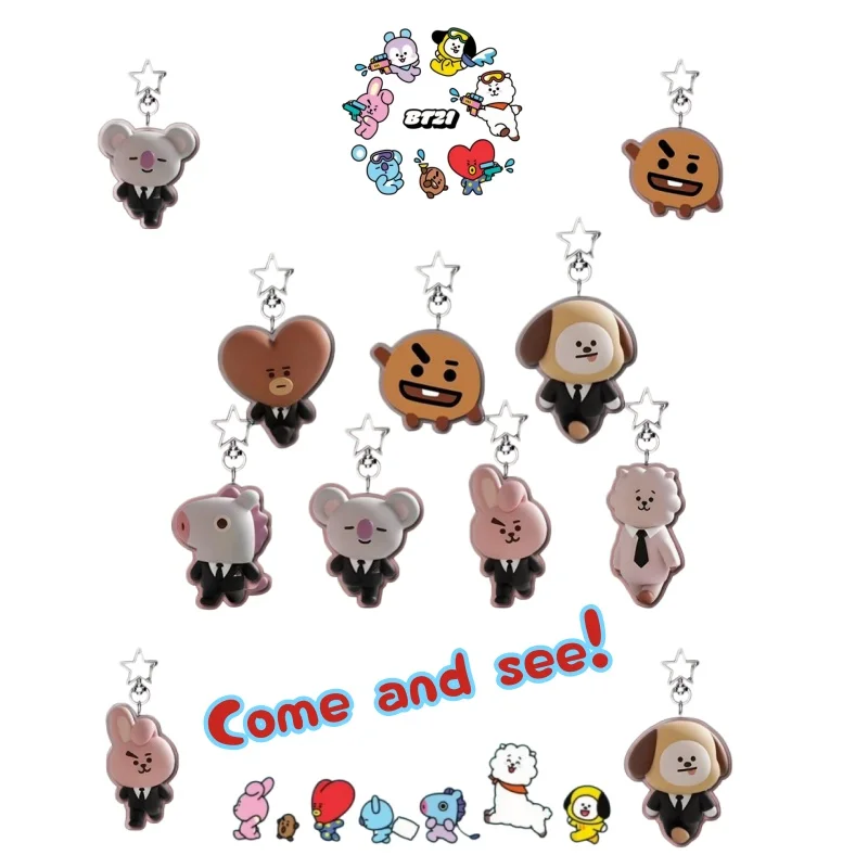

BT21 Cute Star Button Cartoon Pendant Bag Portable Same Style Acrylic Jewelry Decorative Backpack Peripheral Gifts