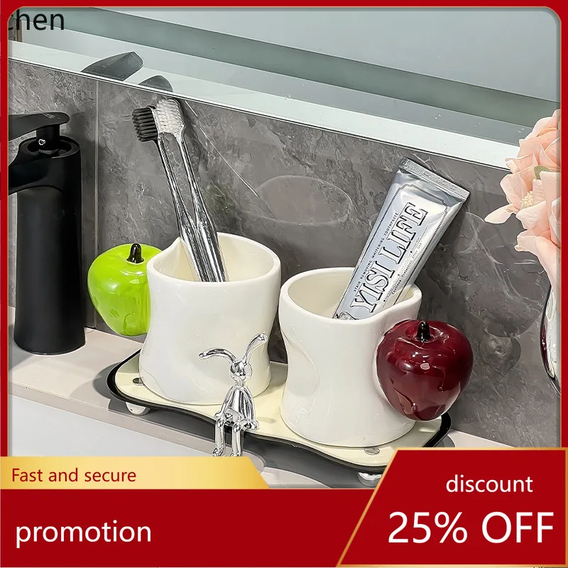 

Zml storage rack ceramic wash cup toothbrush cup brush set