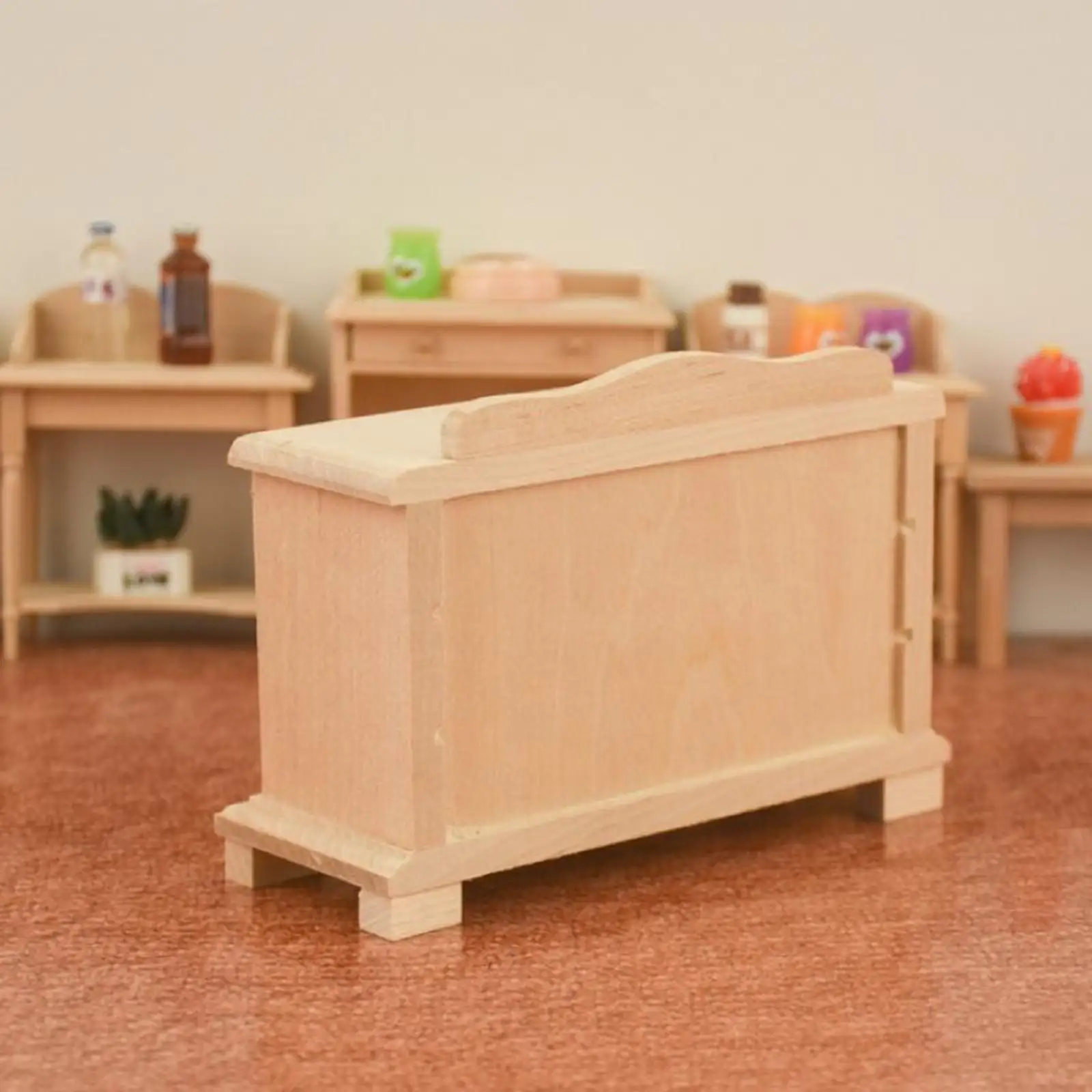 

1:12 Scale Doll House Mini Wooden Cabinet Model Supplies Scenery Decor
