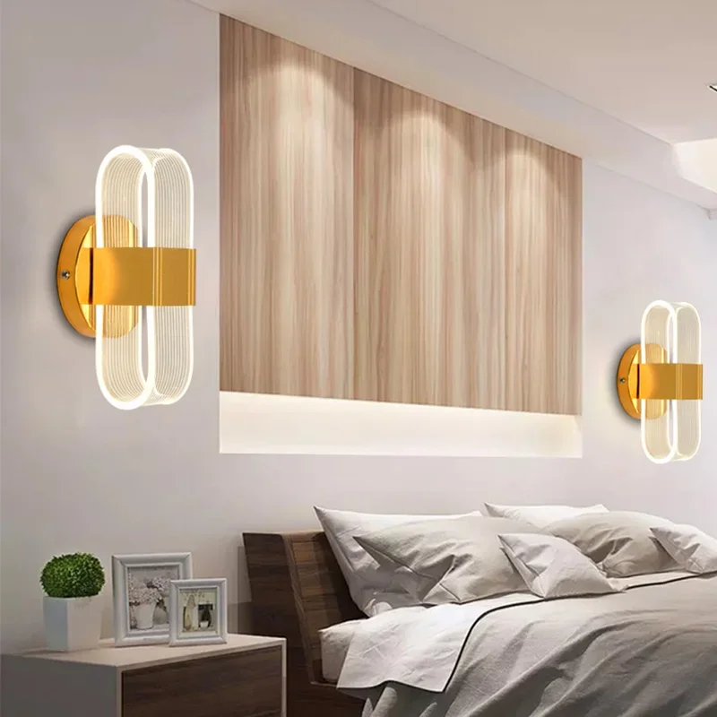 

Jmzm Modern Golden Simple Wall Lamp Living room Bedroom Bedside Lamp Bathroom Dressing Table LED Lamp