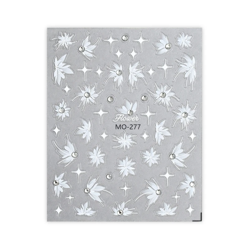 E1YE Flower Stickers Nails Art Stickers 5D Embossed Diamond Flower Decals Flower Decorations Nails Supplies