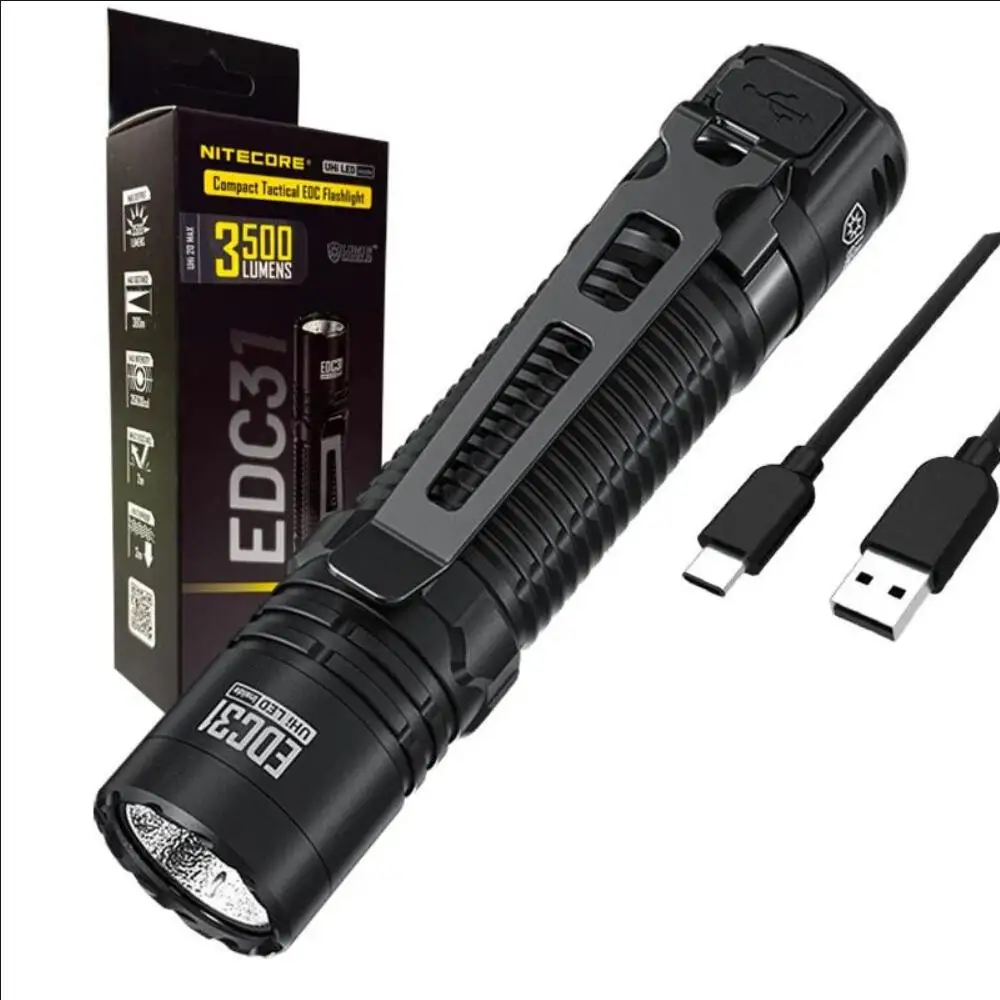 

NITECORE EDC31 UHi светодиодная лампа 3500 люмен USB-C перезаряжаемый компактный тактический фонарик EDC со встроенным аккумулятором 3800 мАч