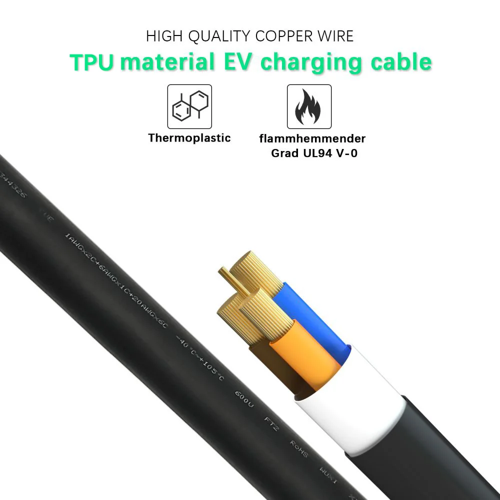 Khons EV Charging Cable Type2 16A 11kw Female To Male Plug Cable 5m Three Phase EV Extension Cable For Car Charger Station