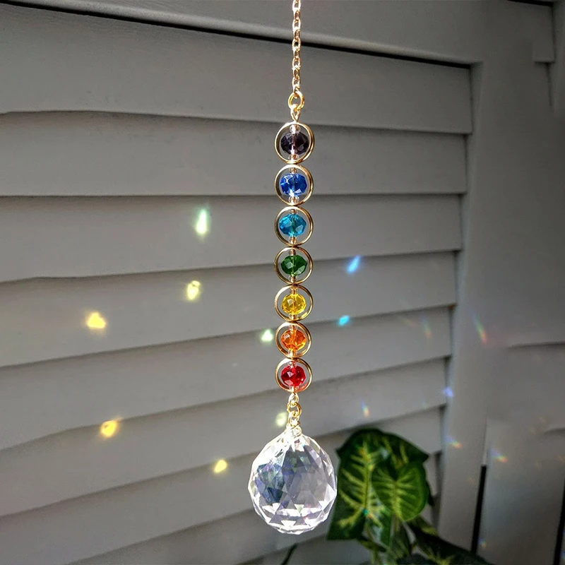 1pc Crystal Suncatcher Mobile Meditation Home Decor Rainbow Maker Prism Suncatcher (Rainbow And Fantasy)