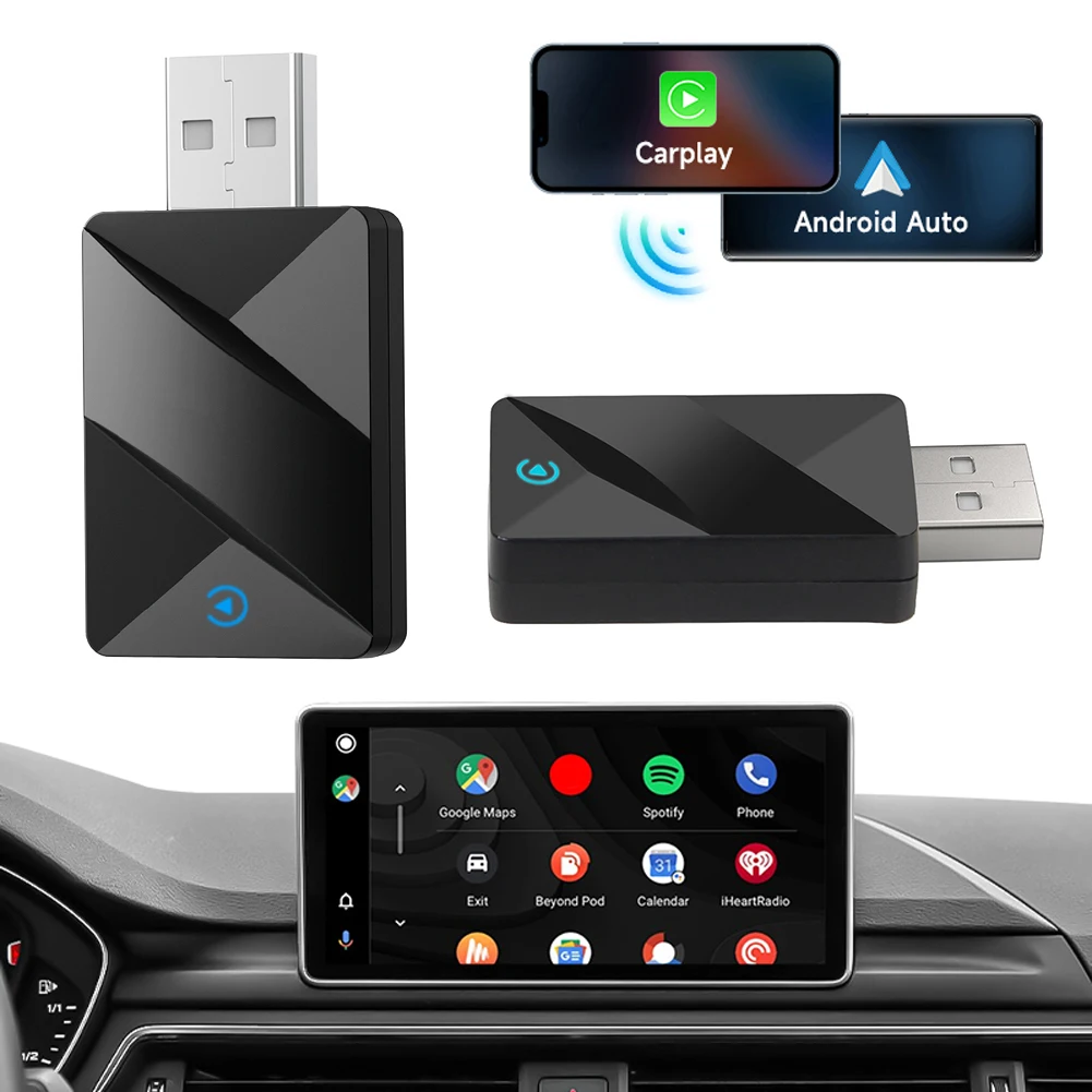 2 في 1 محول CarPlay اللاسلكي Android Auto USB Dongle Mini Box محول Carplay اللاسلكي للسيارات Carplay السلكية إلى Carplay اللاسلكية