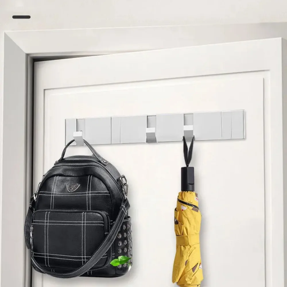 Perchero plegable para baño, estante de acero detrás de la puerta, organizador de ropa, almacenamiento de llaves, toallero, muebles