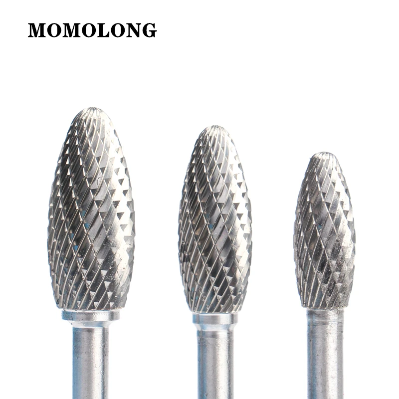 1PCS HX Type Double Slot Tungsten Steel Wood Carving Grinding Head Hard Metal Milling Cutter For Copper YG8 Alloy Rotary File