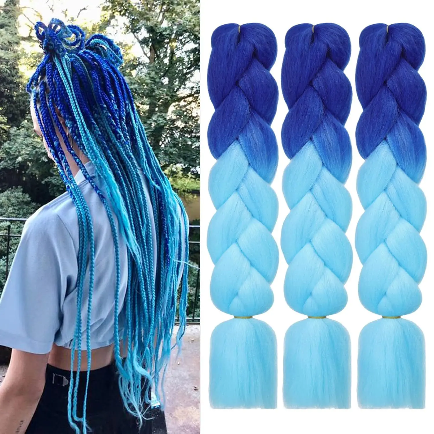 

Цветные волосы для плетения Jumbo Braiding для женщин и мужчин, 24 дюйма, синтетические, термостойкие, омбре