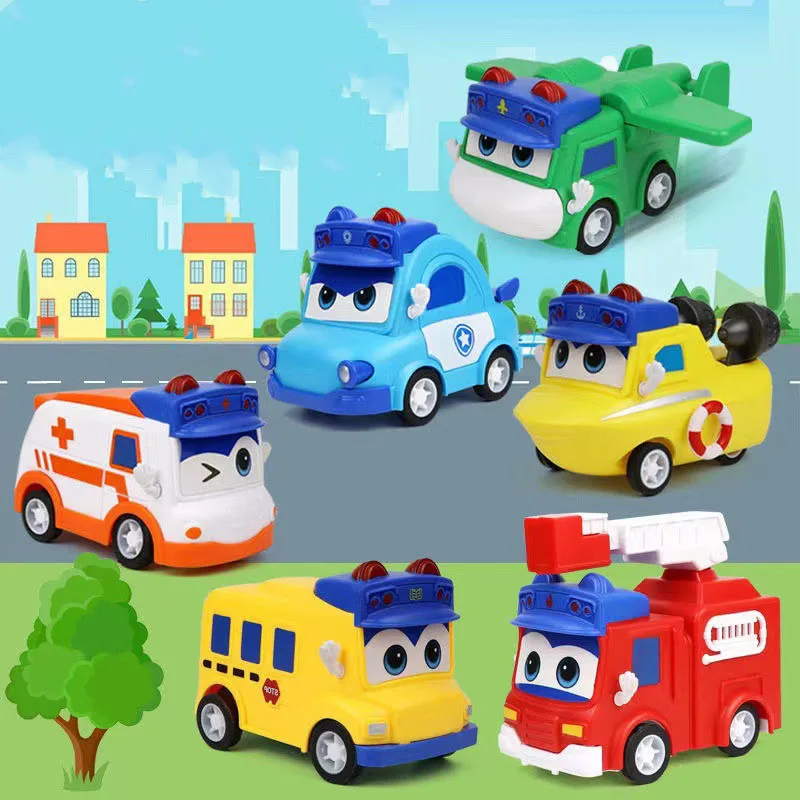 

Hundred Change School Bus Cartoon Fun Pull Back Small Car Toy For Creative Children Toys Boys Gift Interactive Deformation Car