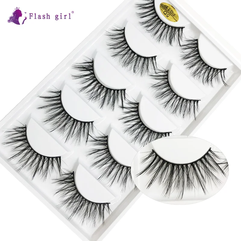 5pais/Tray Natural soft fluffy water-proof strong and durable false Eyelashes extention with support cusom