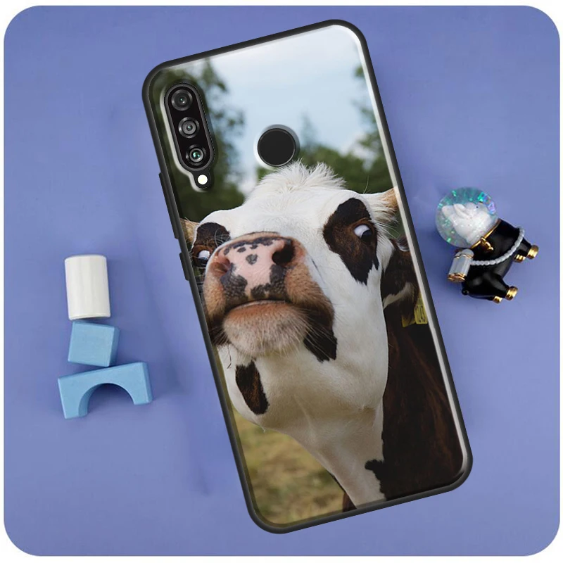 Funny Cow Face Case para Huawei, Nova 11i 3i 7i 8i Y91 Y60 Y70 Y61 Y90 Nova 11 Pro 10 9 SE P20 P40 P30 Lite