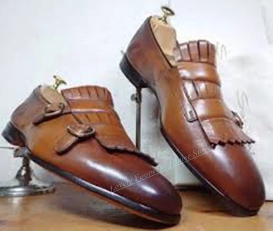 

Classic Men Retro Style Polished Cow Leather Loafer Shoes Spring Autumn Male Round Toe Slip On Brown Single Shoes