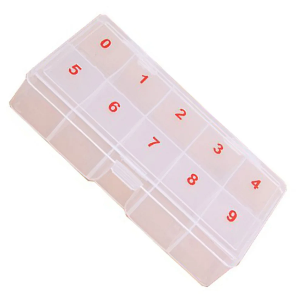 

Nail Tips Storage .8*9*3Cm Transparent Durable Pp 10 Cell Organizer Case For False Nails Jewelry Beads Rhinestones