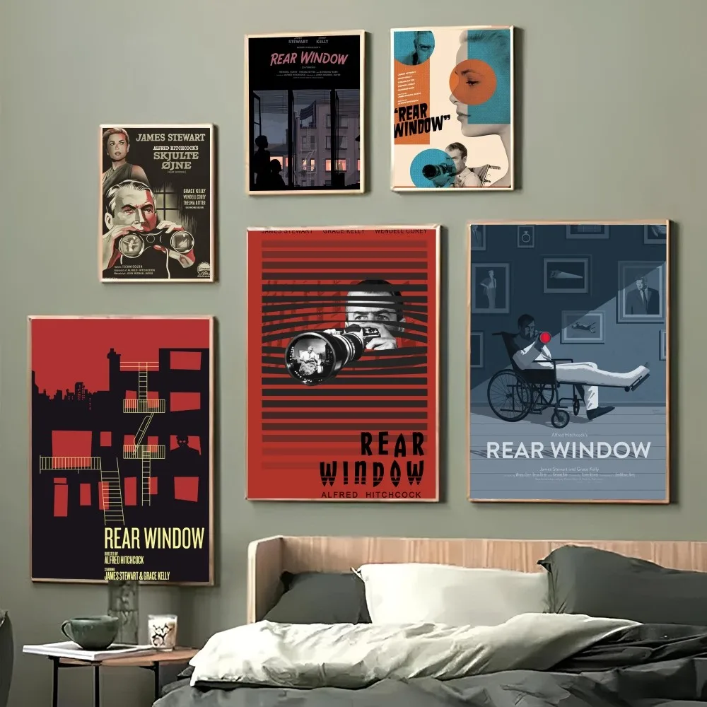 1PC MOVIE Poster Self-adhesive Art Waterproof Paper Sticker Coffee House Bar Room H-Hitchcock Movie REAR WINDOW  Wall Decor