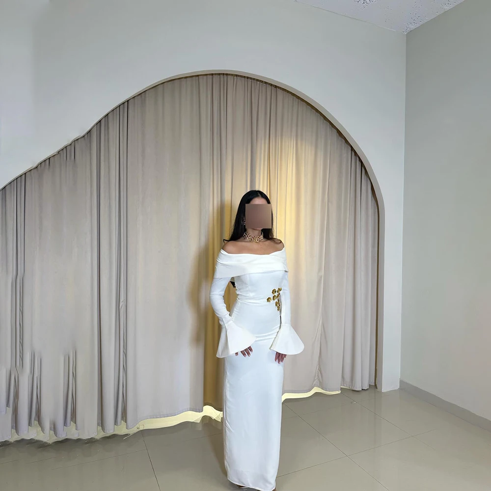 

Elegant Evening Dresses Off the Shoulder Long Sleeve Mermaid Prom Dress with Beading Party Gown فساتين سهرة Customized