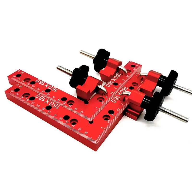 2 Set 160 mm Holzbearbeitungs-Eckklemmen, rechtwinkliges Lineal, 90 Grad L-förmige Hilfsquadrat-Positionierungsplatten-Befestigung