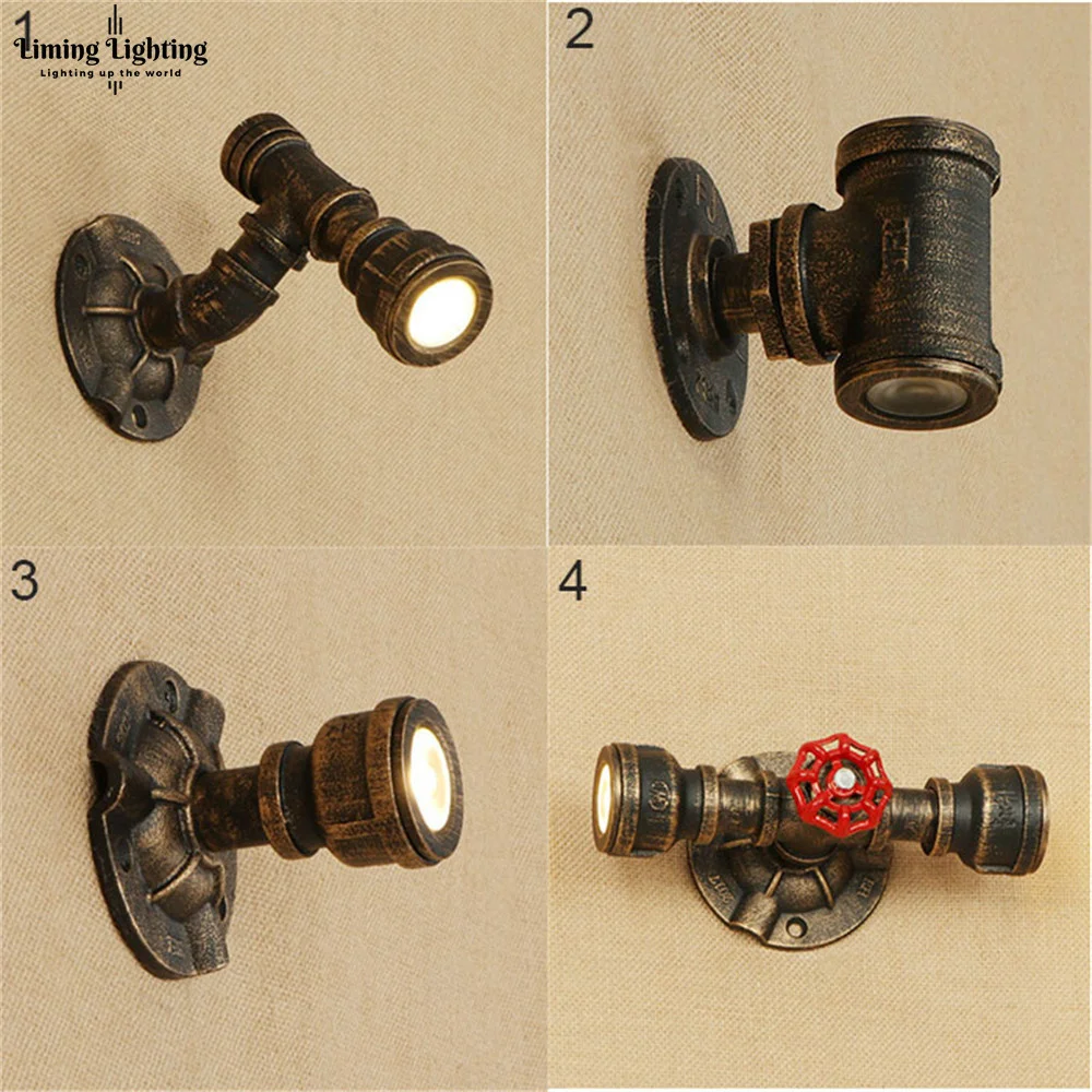 Water Led Pipe Industrial Wall Lamp Retro Loft Wall Light Lamparas De Pared Stair Bathroom Iron Wall Sconce Abajur Luminaria