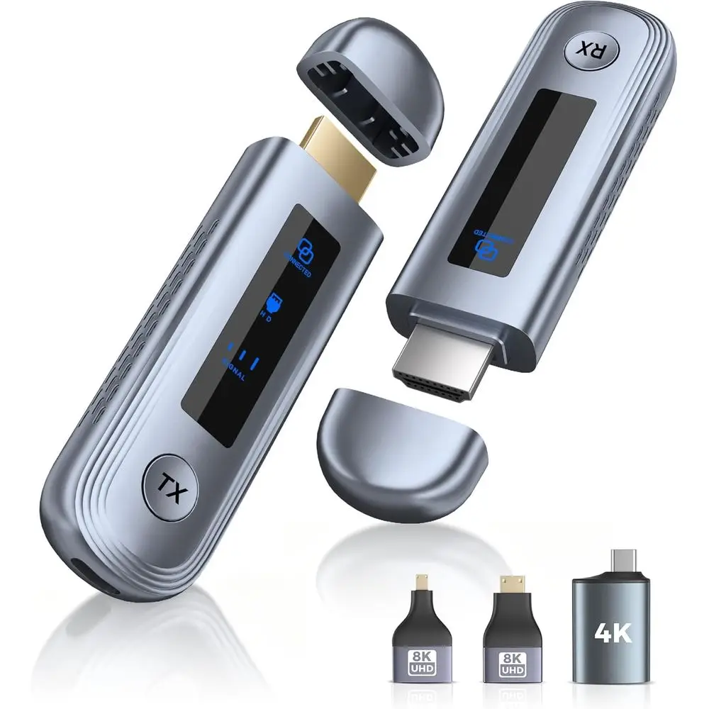 

Беспроводной HDMI-передатчик и приемник 4K, вход и выход 4K, обновленный LED-дисплей 2026 года, Plug and Play, беспроводной HDMI-удлинитель, совместимый с...