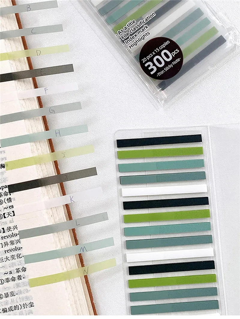 300 Stück Lesehilfe-Highlight-Aufkleber, transparent, fluoreszierend, Index-Tabs, Flaggen, Schreibwaren, Schule, Bürobedarf – Detail 5