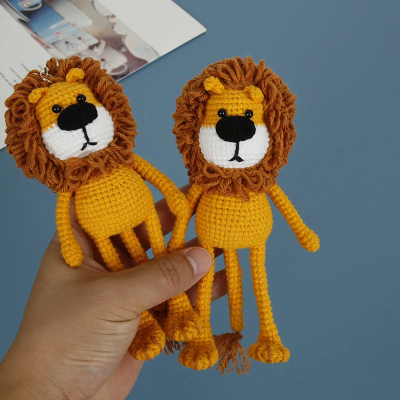 Hand-crocheted Long-legged Lion Pendant Baoma Woolen Knitted Animal Doll Cute Creative Handmade Finished Product