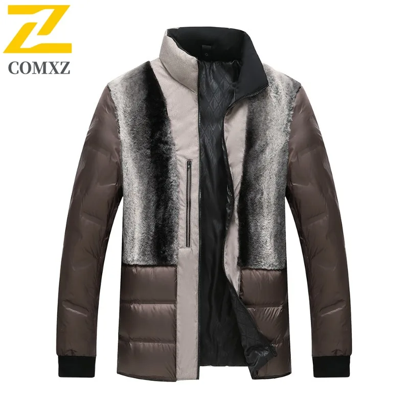COMXZ Mens Down Jacket Classic Hooded Detachable Inner Layer Lightweight Parka Fashion Travel Windproof Warm Autumn Winter Coat