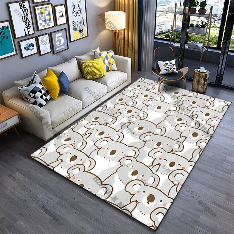 Cute and playful koala pattern carpet Yoga living room room decor children's crawling mat doormat area rug games mat