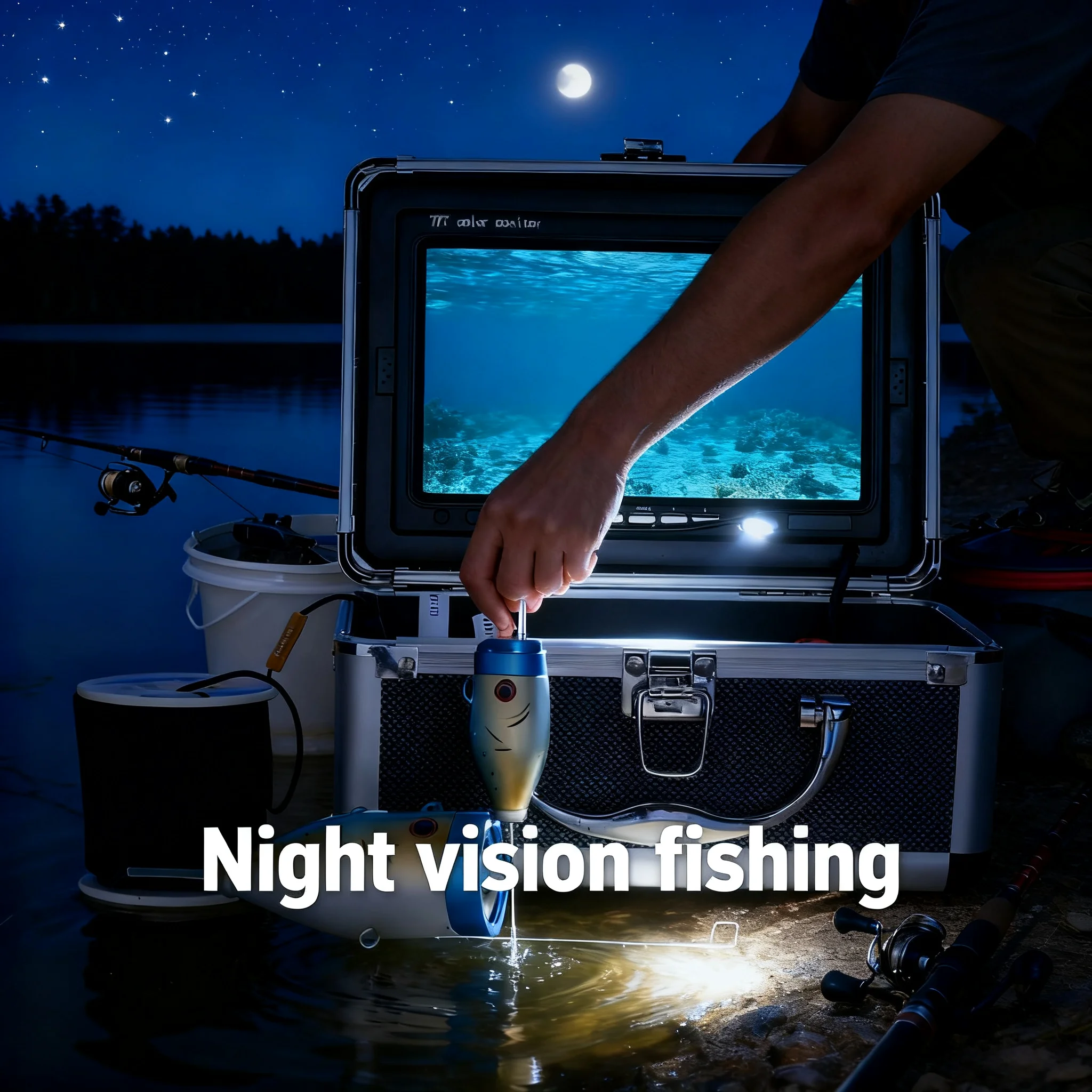 

HD Fish Finder Underwater Fishing Camera with Night Vision HD 1000TVL 8GB TF Card Waterproof Aluminum Alloy 90° Fish Design