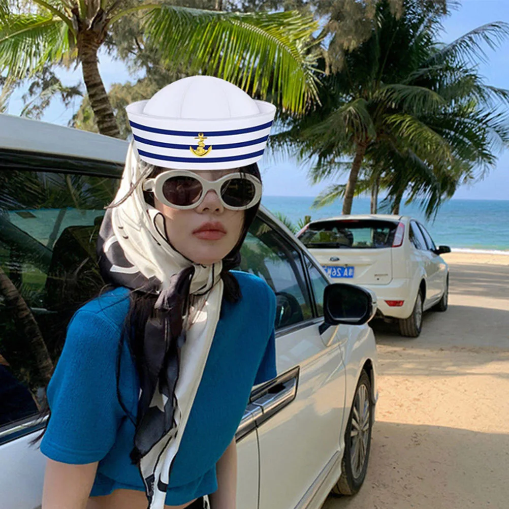 2 قطعة قبعة الكابتن البوليستر قبعات بحار حفلة تأثيري حلي اكسسوارات للبالغين الرجال النساء قبعة بحار الملابس والاكسسوارات #1