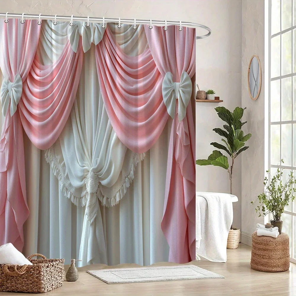 cortina-de-chuveiro-elegante-de-cetim-branco-e-rosa-–-detalhando-de-renda-acabamento-floral-e-arcos-de-cetim-12-ganchos-presente-perfeito-em-movimento