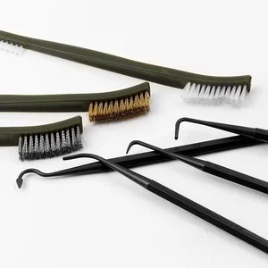 Escova de fio de aço de ponta dupla e conjunto de palheta de nylon universal kit de limpeza de arma de caça ferramentas de limpeza de arma de rifle tático 12 principais vendas kit limpeza de fuzil - №6