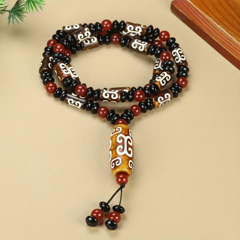 

Tibetan Natural Agate Dzi Bead Pendant, Classic Fashion Necklace for Men and Women