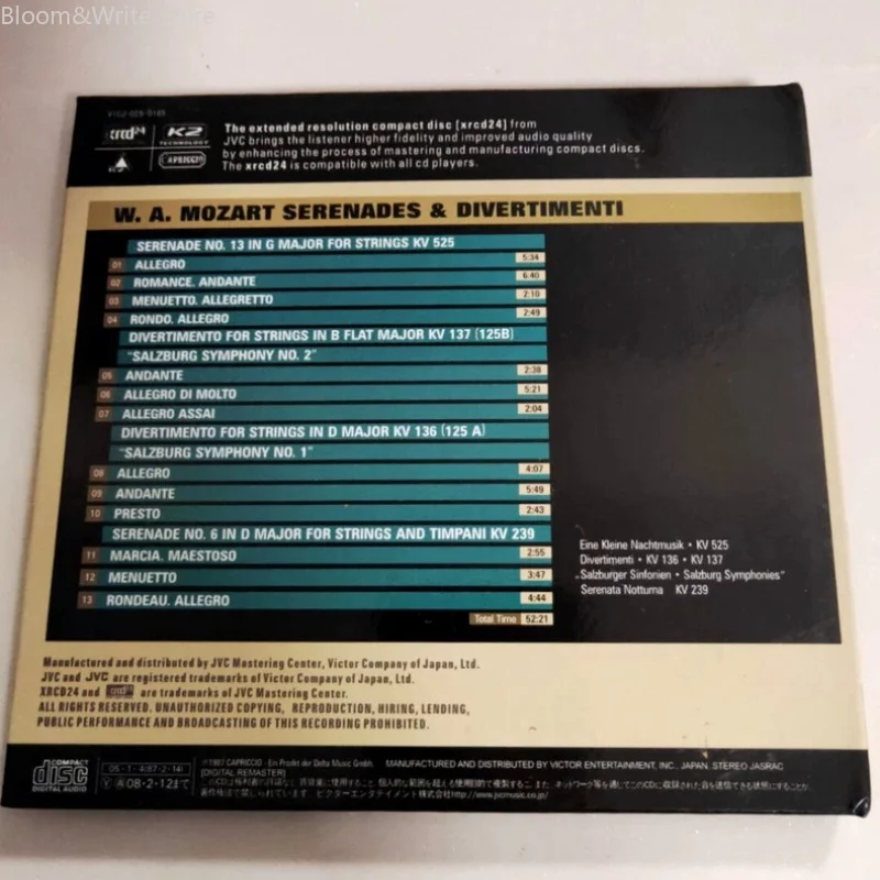 Classic Mozart Sandor Vegh Music CD Serenades Et Divertimenti Album Music Record  Walkman Car Soundtracks Box Party Music Gift