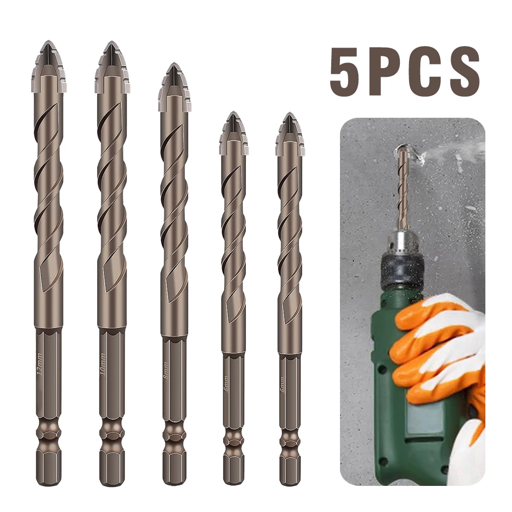 5 шт. 6-12 мм четырехзубые пилообразные сверла с шестигранным хвостовиком, пилообразные инструменты для сверления стекла/плитки/бетона/металла, набор сверл, инструменты