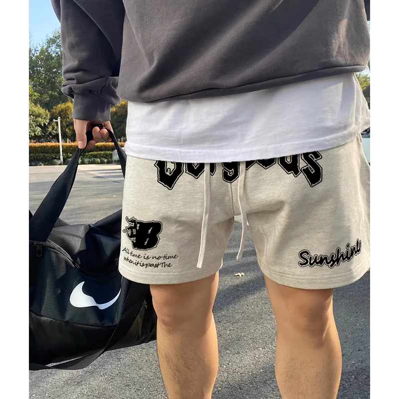 

Повседневные спортивные брюки American Sle, мужские летние свободные брюки прямого кроя, универсальная уличная одежда с пятью точками Vibe