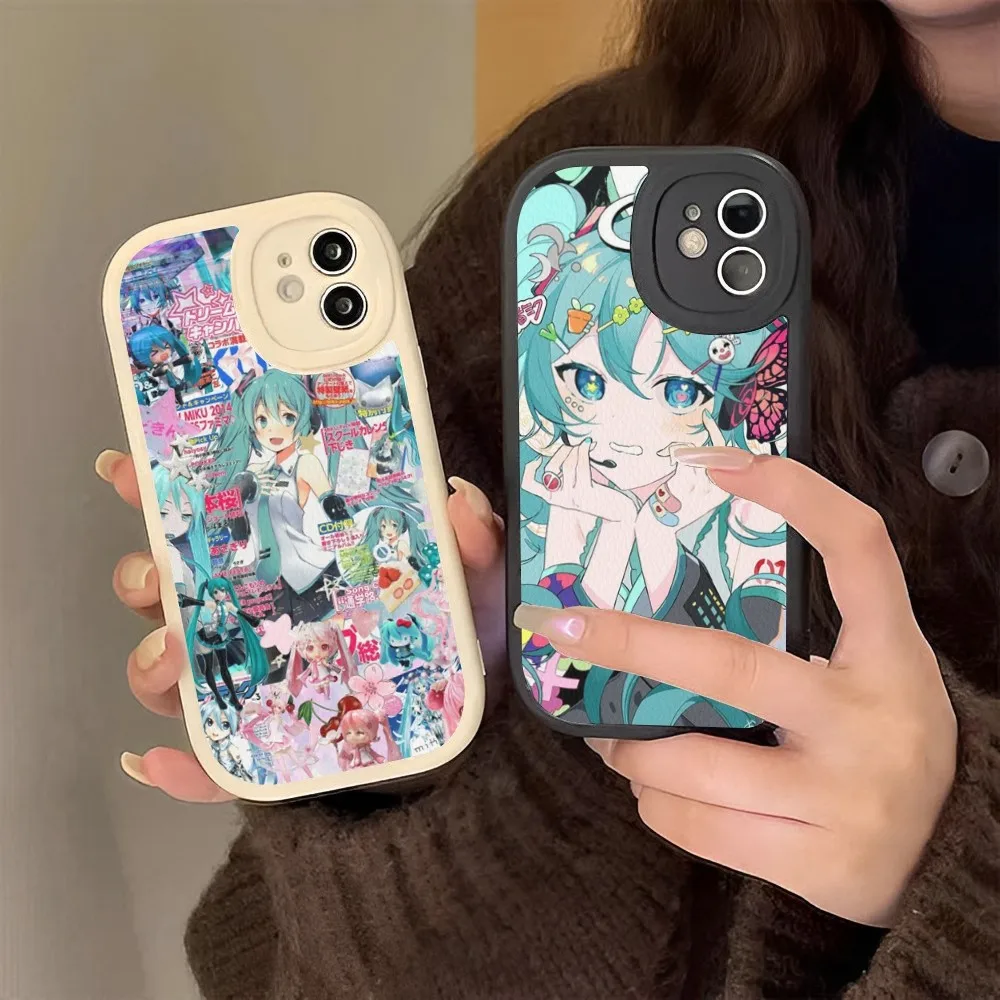 Hatsune anime M-Miku Hard Leather For iPhone 16 15 14 13 12 Mini 11 14 Pro Max Xs X Xr 7 8 Plus Fundas