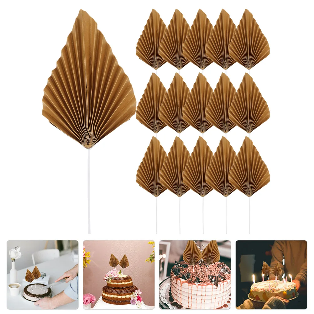 

16Pcs Palm Leaves Cake Decorations Stylish Dessert Toppers for Cupcakes Fruit Bowls Cookies Donuts Party Celebration
