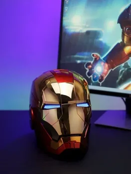 Electronic Iron Man Mk5 1:1 Helmet Automatoc Voice Control Avengers Mk7 Mk5 Cosplay With Led Light Toy Close Ironman Helmet Gift 17