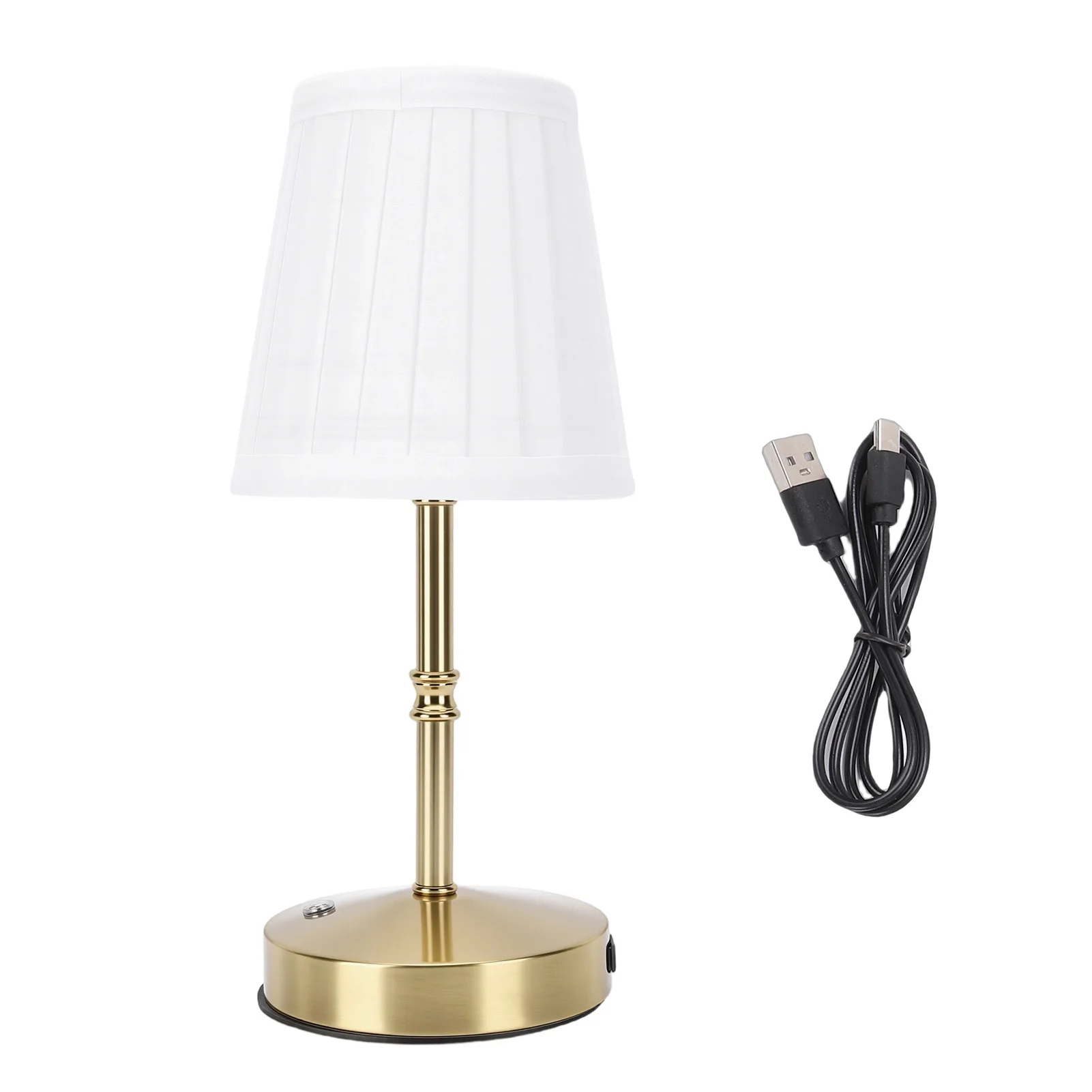 

Беспроводная светодиодная настольная лампа с USB-портом, сенсорным управлением, регулировкой яркости и тканевым абажуром для спальни, маленькая беспроводная настольная лампа