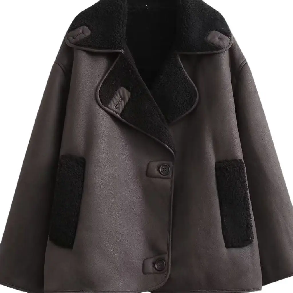 

Women's Suede Lambskin Short Coat Winter Thickened -Style Integrated Fur Trendy Jacket